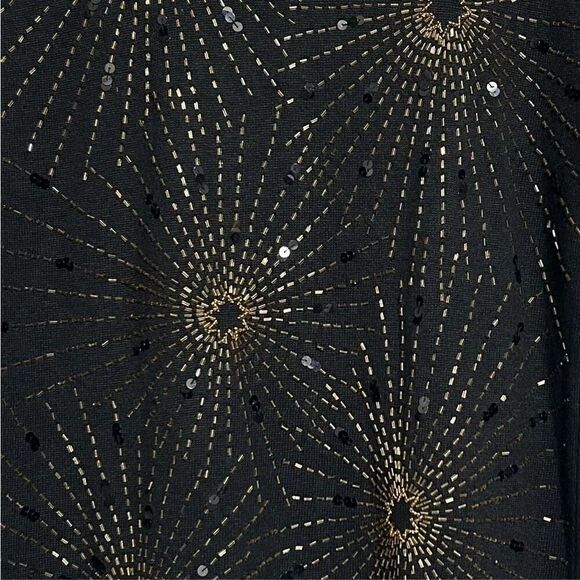 Starburst Pullover Sweater Women's Medium Black Beaded Sequin Embellished - Picture 5 of 8